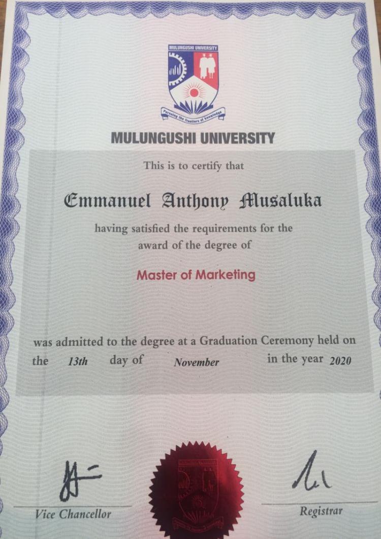 Buy Transcript Certificate Degree From the Mulungushi University