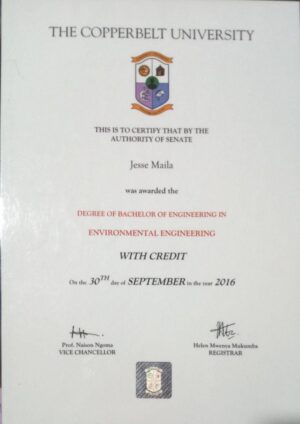 Buy  Transcript Certificate Degree From the The Copperbelt University