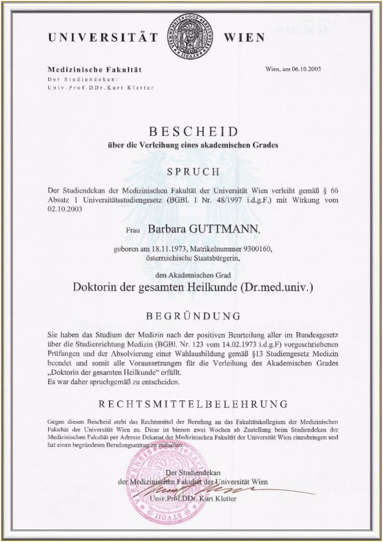 Buy Transcript Certificate from Medizinische Universität Wien