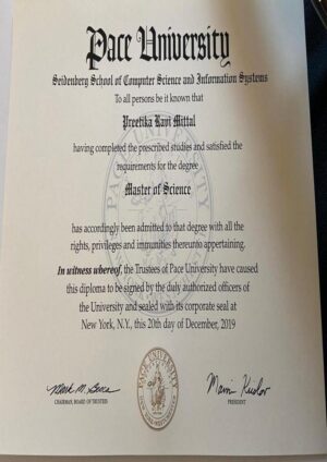 Buy Transcript Certificate from The Pace University