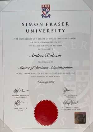 Buy Transcript Certificate from the Simon Fraser University
