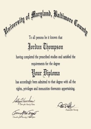 Buy Transcript Certificate from The University of Maryland, Baltimore County