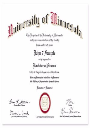 Buy Transcript Certificate from The University of Minnesota-Twin Cities
