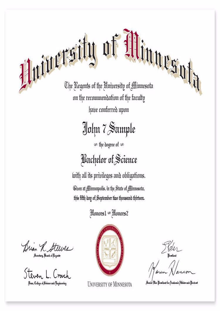 Buy Transcript Certificate from The University of Minnesota-Twin Cities