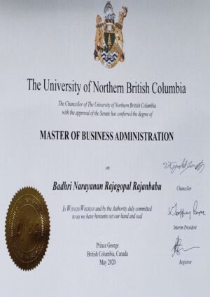 Buy Transcript Certificate from The University of Northern British Columbia