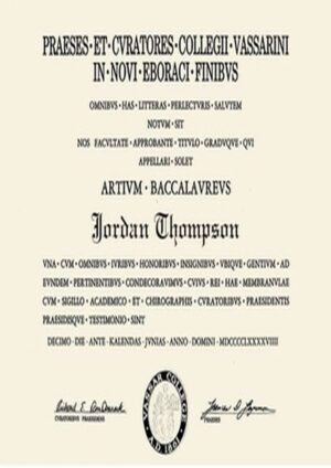 Buy Transcript Certificate from The Vassar College