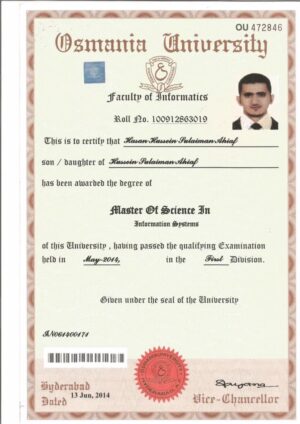 Buy Diplom degree from The Osmania University