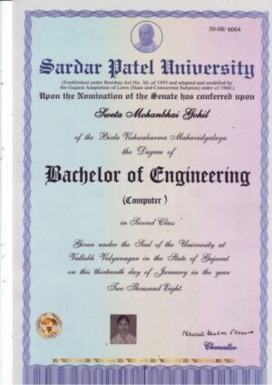 Buy Diplom degree from The Sardar Patel University